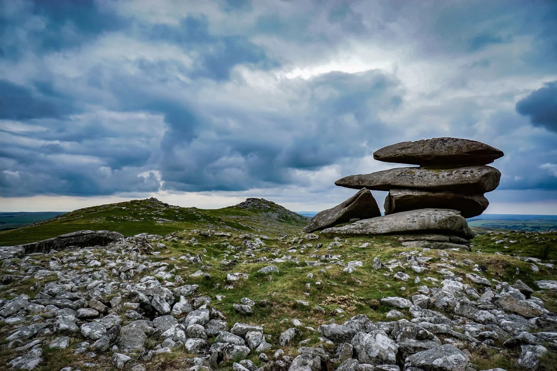 Open moorland with granite outcrops