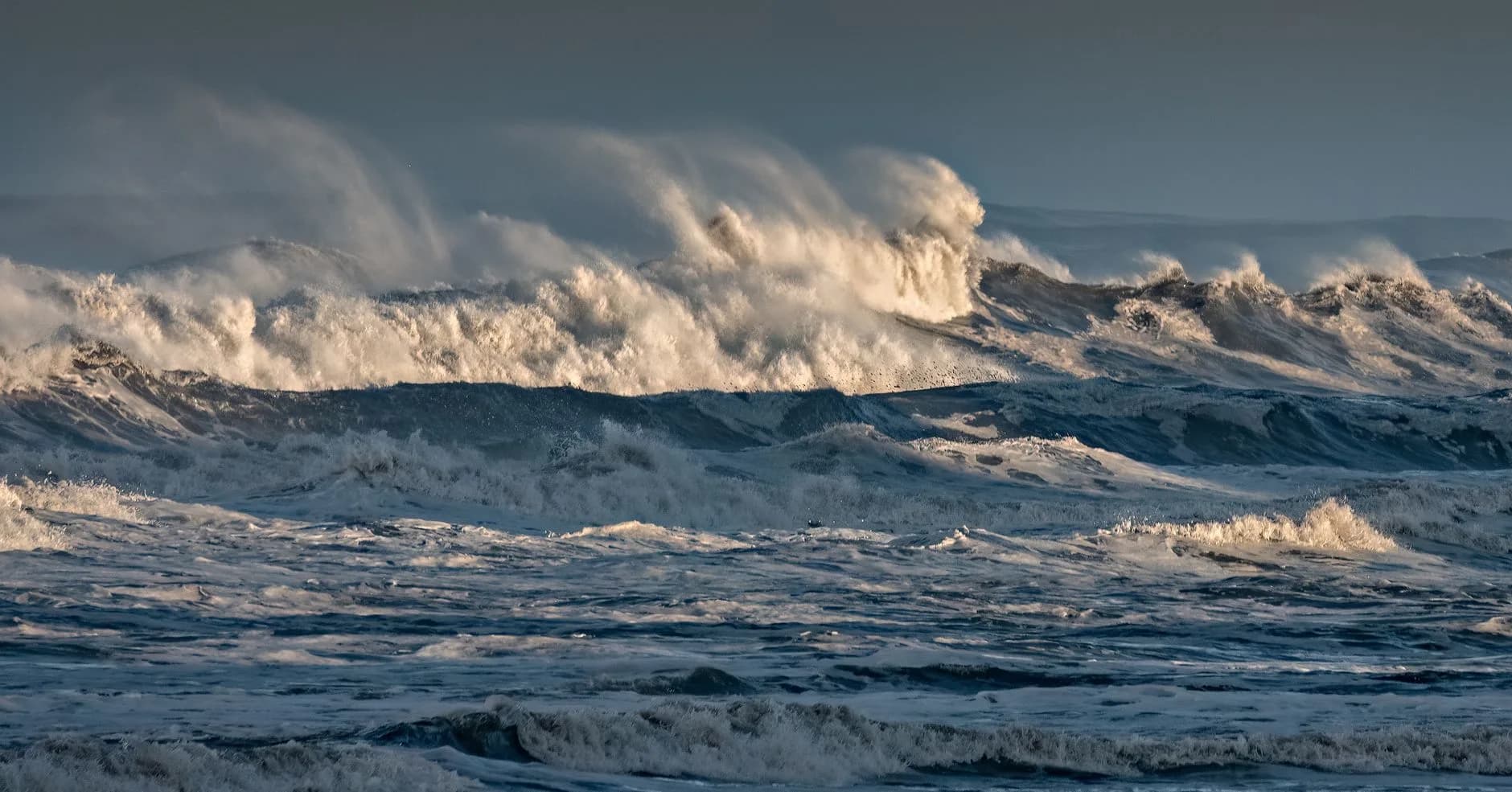 Rough seas under a dark sky