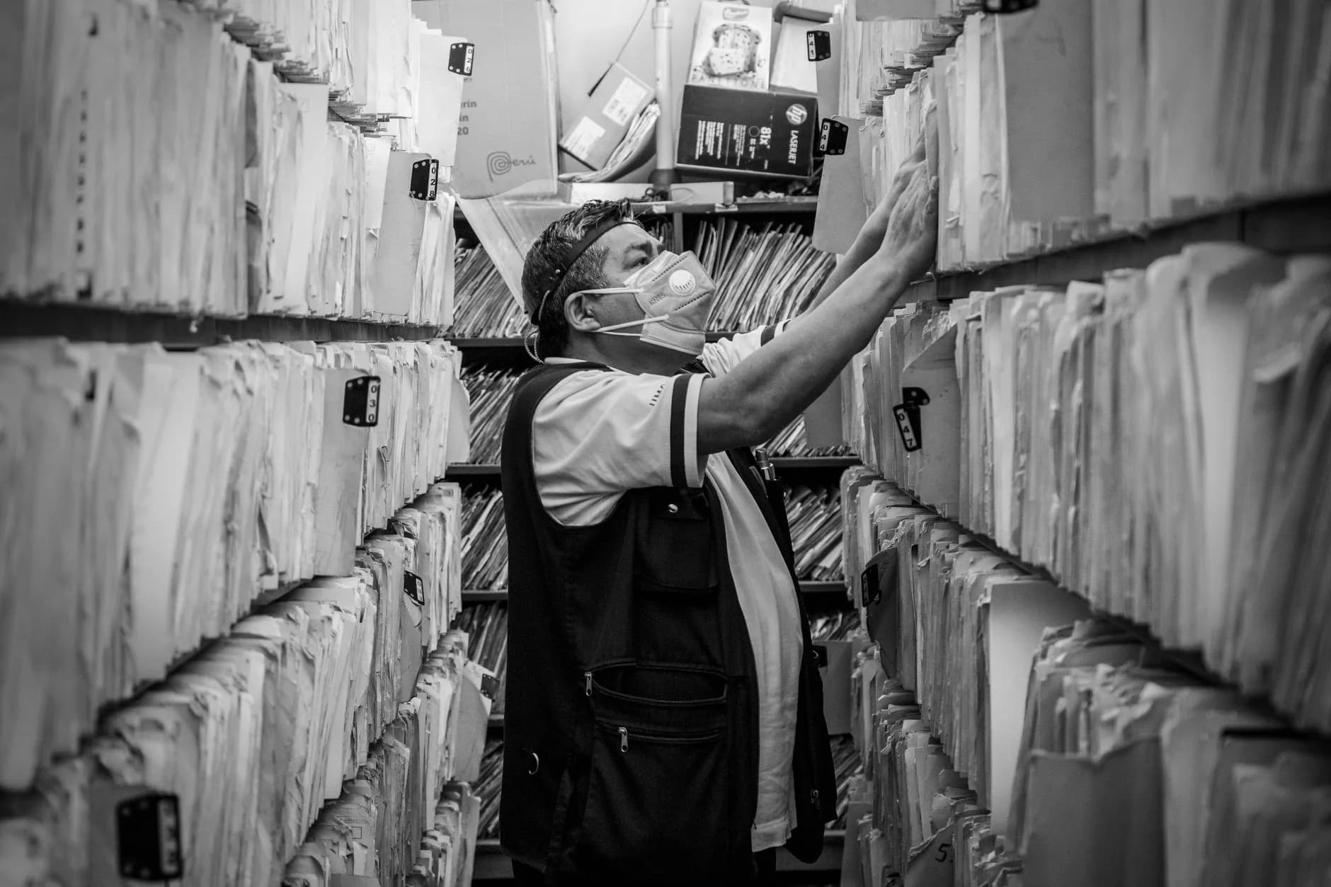 Shelves of archive boxes