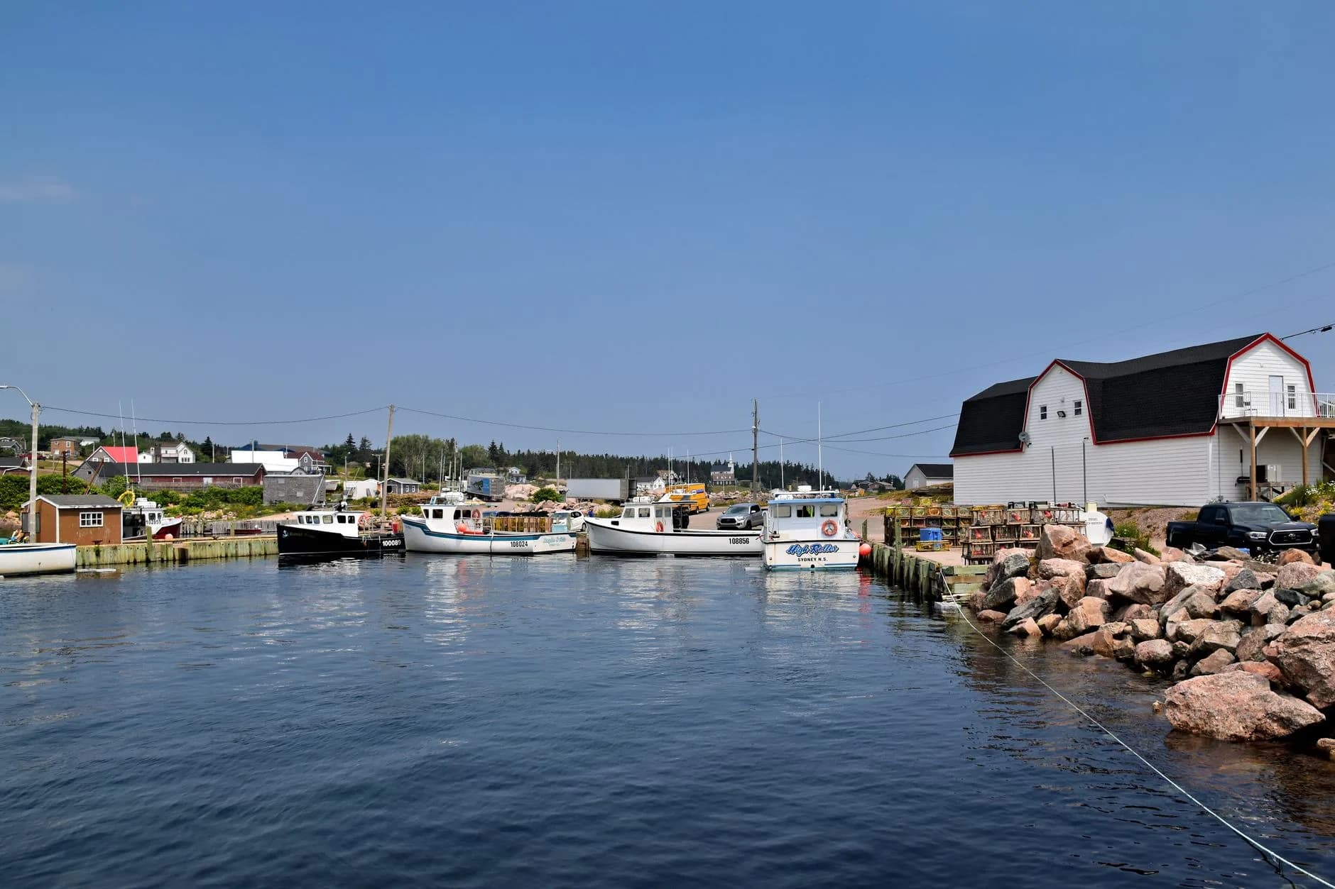 A small fishing harbour on a rocky coast