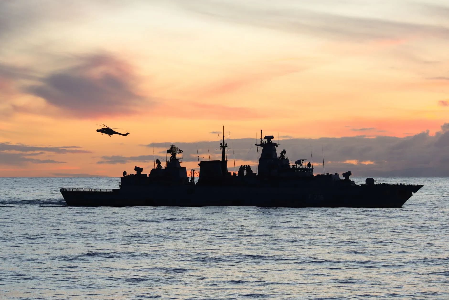 A naval vessel at sea