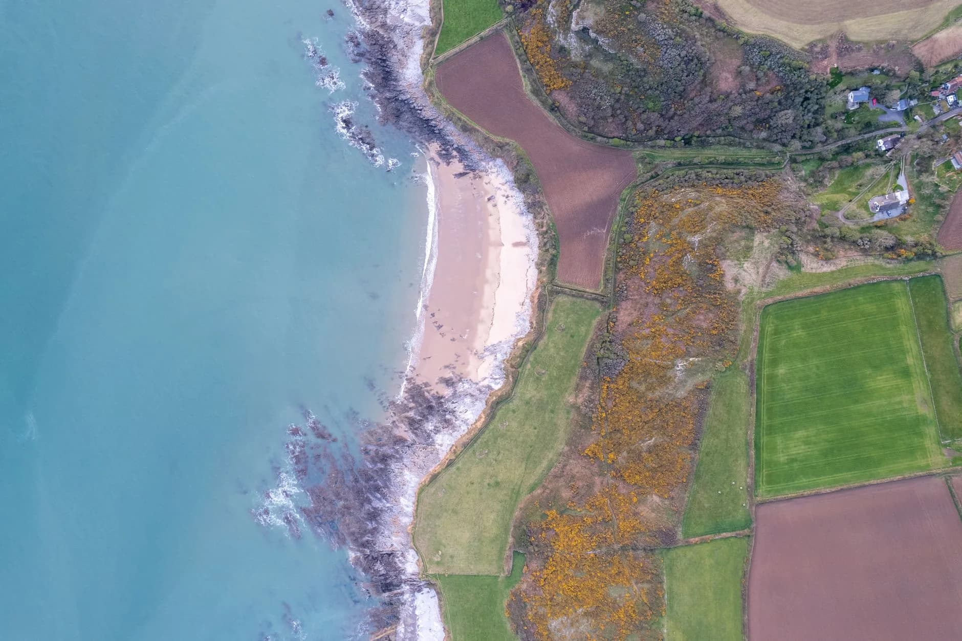 Farmland above the Welsh coast