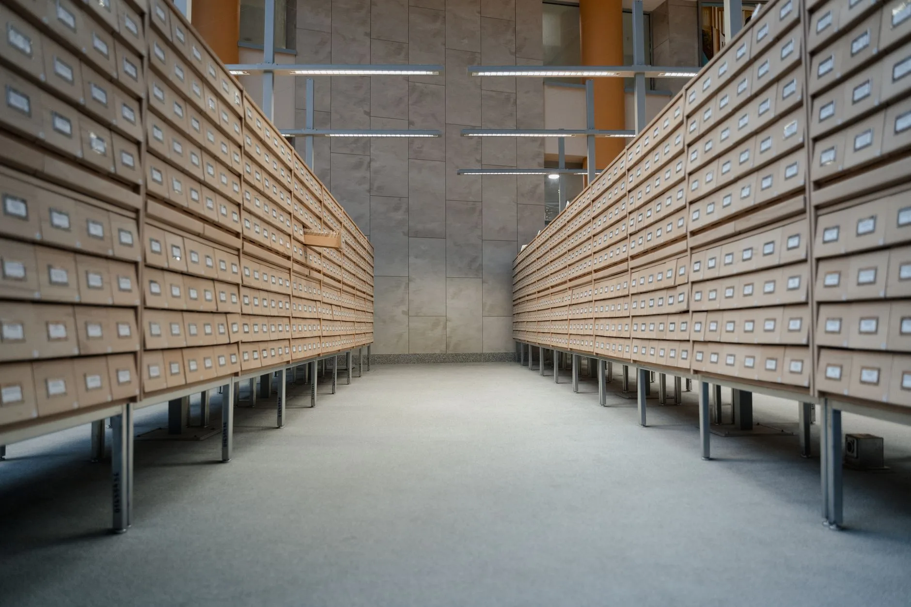 Archive boxes on shelves
