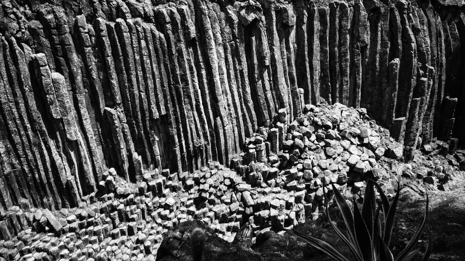 Columnar volcanic stone on a hillside