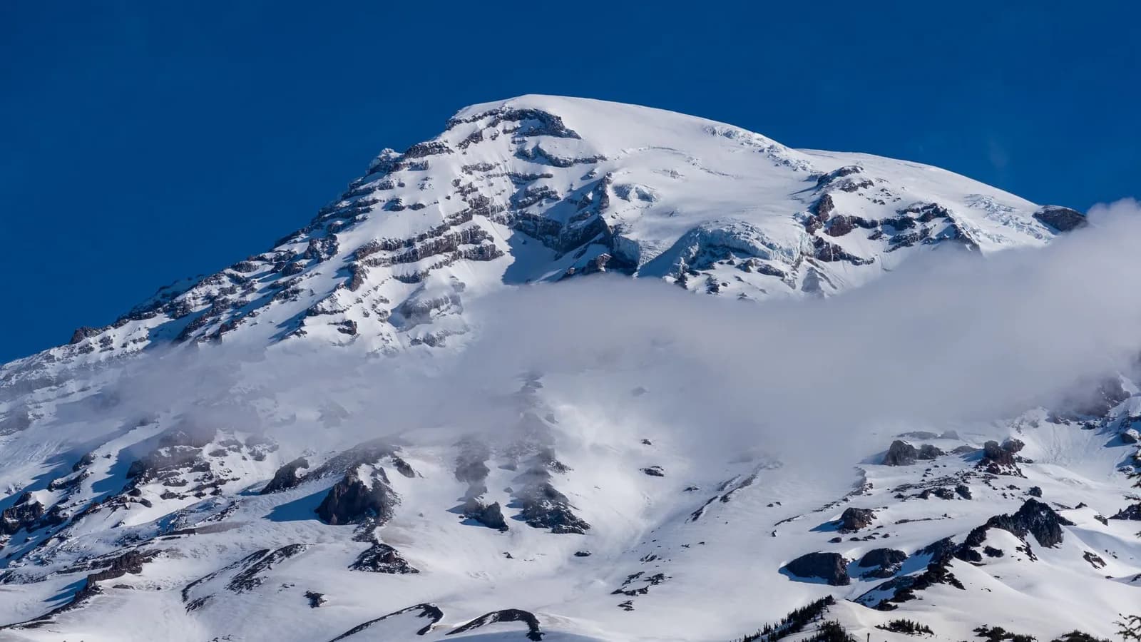 Mount Rainier under snow