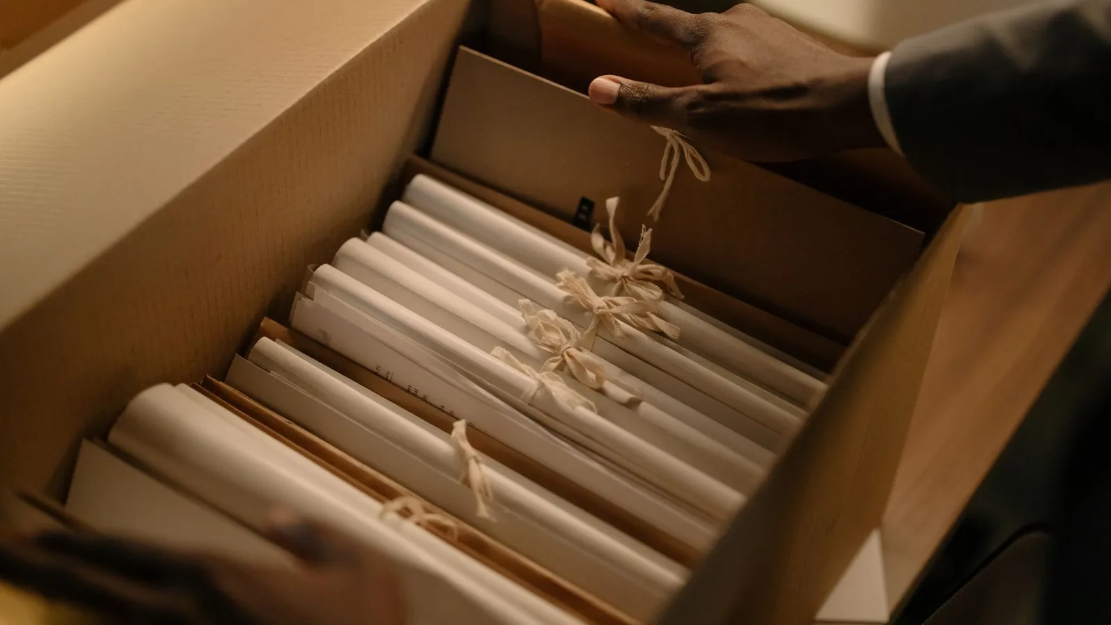 Archive boxes of paper files