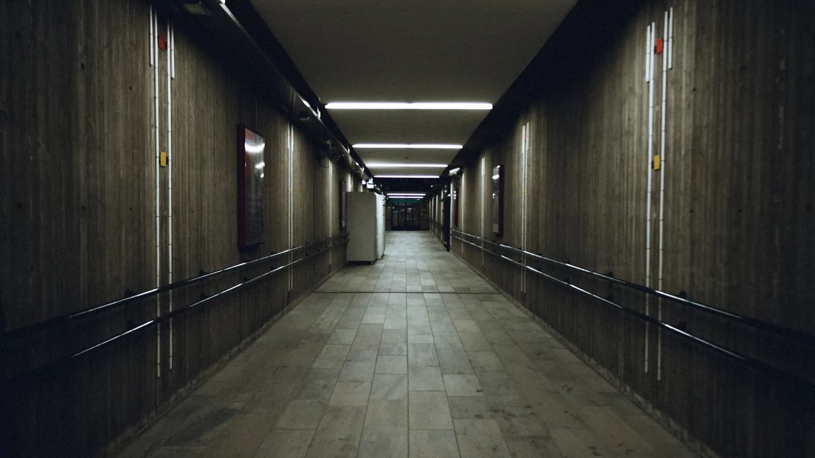 An underground concrete corridor