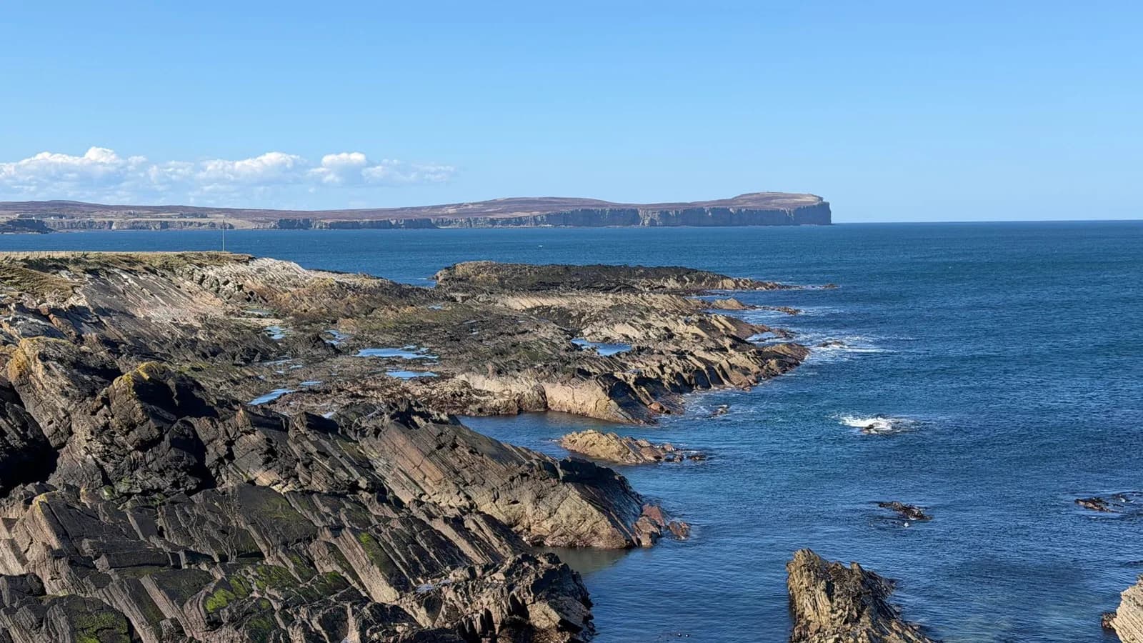 Stone structures on the Orkney coast