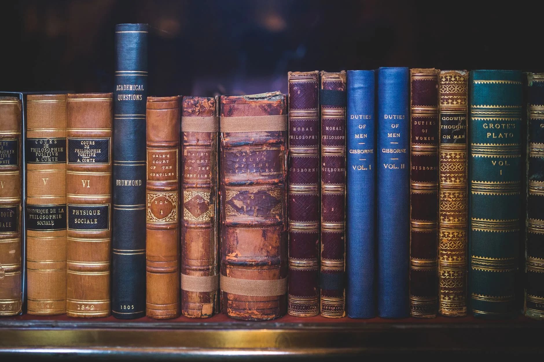 Old books on a shelf