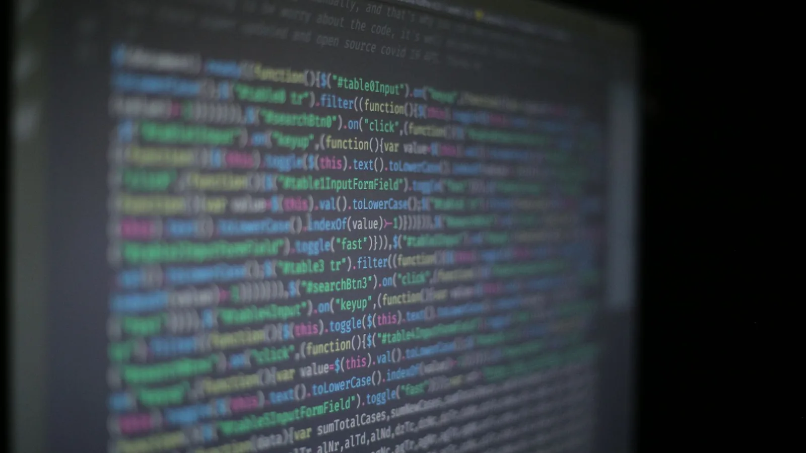Lines of code on a computer screen